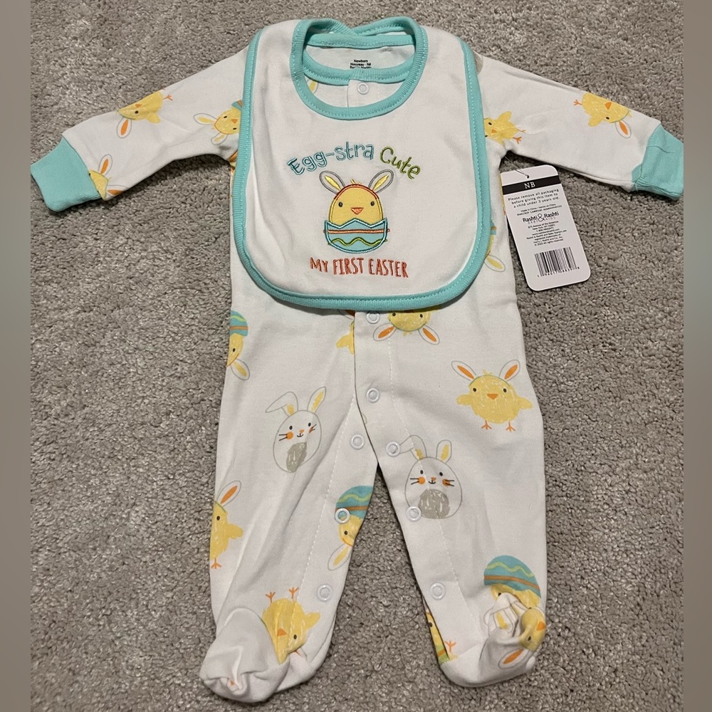 🐣NWT🐣 My First Easter Newborn Footie and Bib